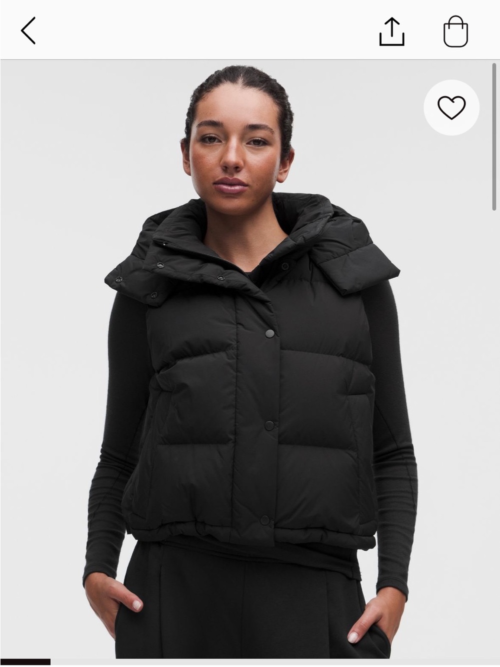 lululemon athletica Black Puffer Vest with Hood